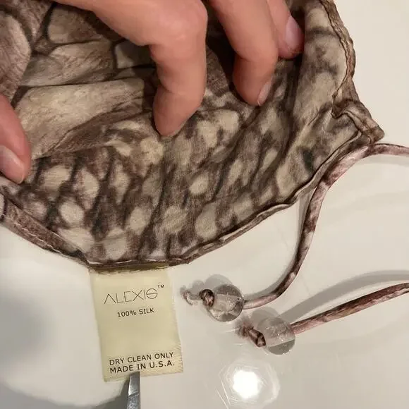 NWOT ALEXIS Dress XS”Elysia”Silk Satin A-Line High-Low Snake Beads-Tie Halter - Picture 11 of 11